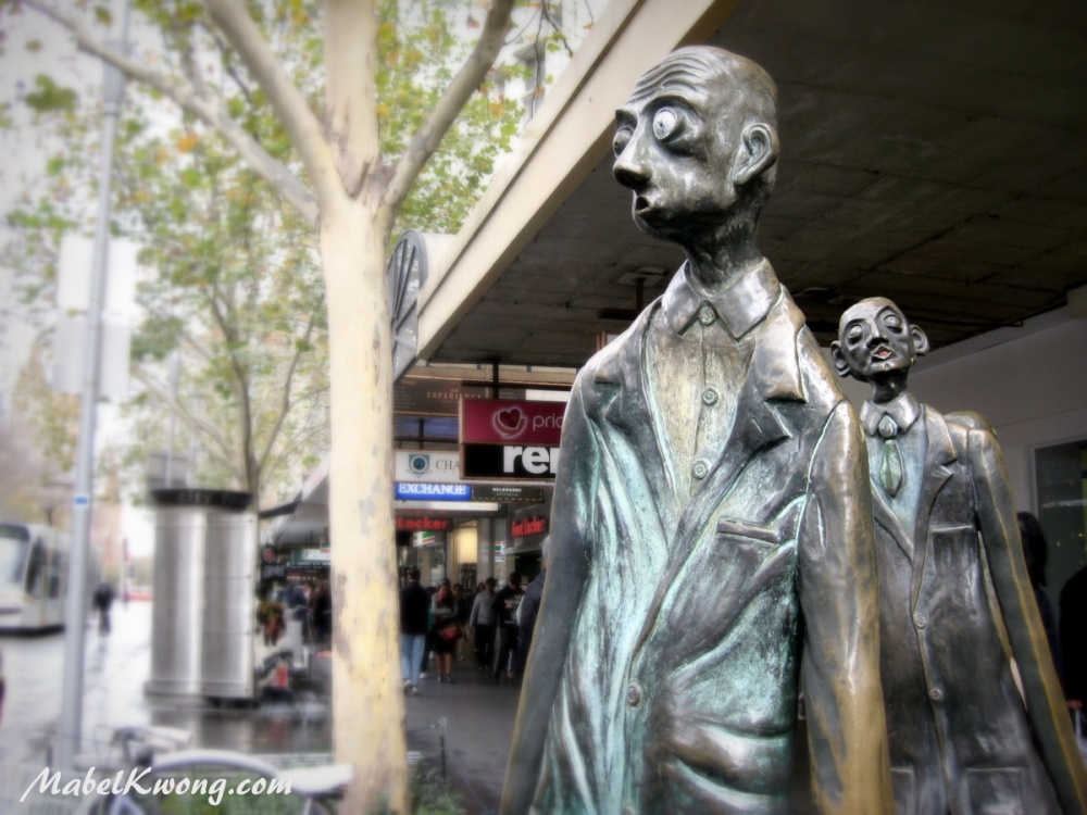 Two of the Three Businessmen: Batman, Swanston and Hoddle, looking a bit stressed | Weekly Photo Challenge: Relic.